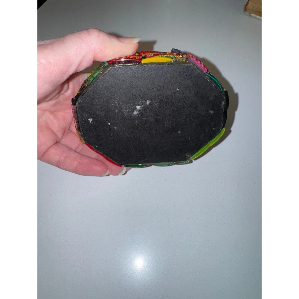 Unique Octagonal Trinket Box‎ Colorful Mosaic Beaded Jewelry Storage Organizer